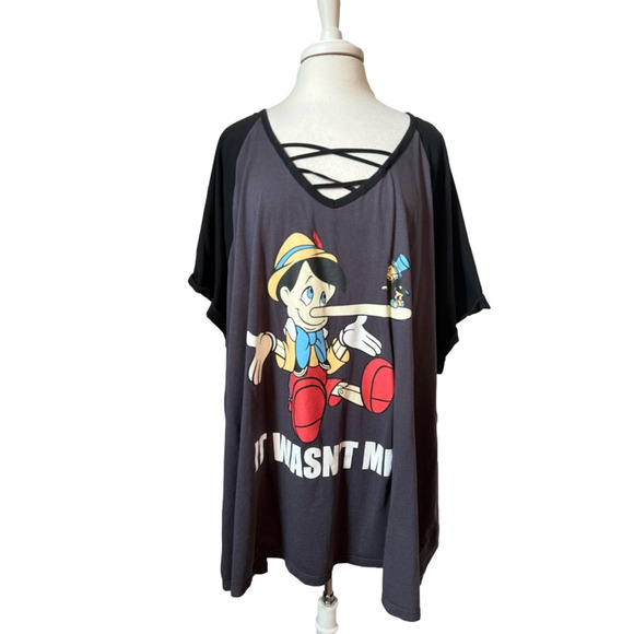 Disney Tops - Disney Womens Plus 6 Pinocchio Jiminy Cricket Travel Cotton Modal Casual T-Shirt